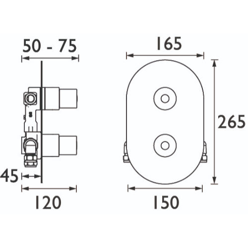 Bristan Artisan Recessed Thermostatic Dual Control Shower Valve With Integral Diverter - Chrome
