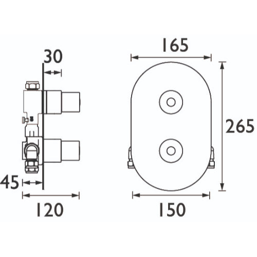 Bristan Artisan Recessed Thermostatic Dual Control Shower Valve - Chrome