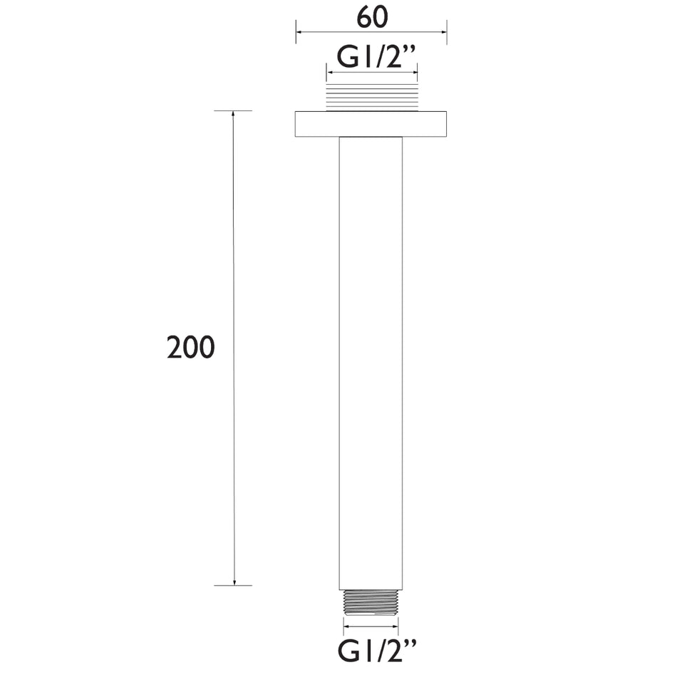 Bristan Round Ceiling Fed Shower Arm - 200mm Long - Chrome
