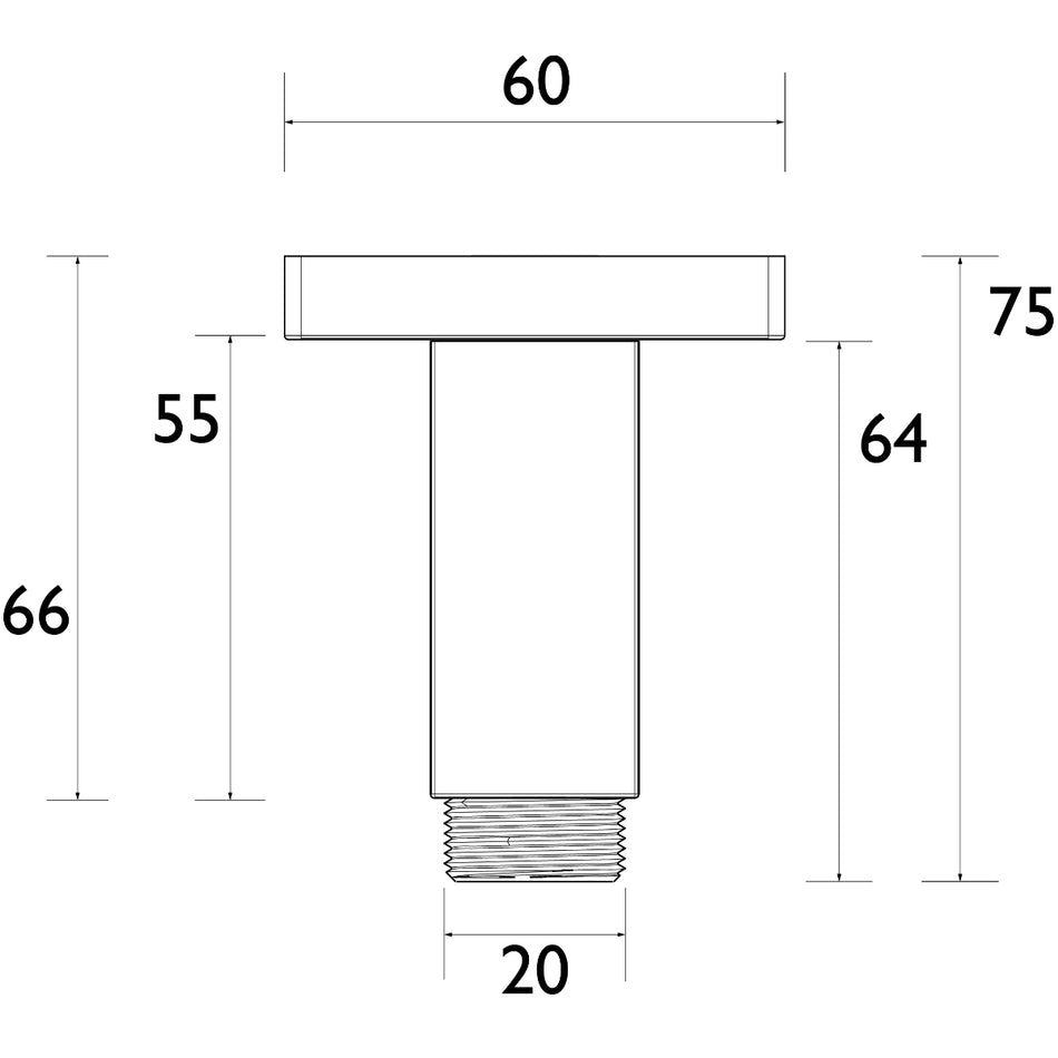 Bristan Square Fed Ceiling Mounted Shower Arm - Brushed Brass