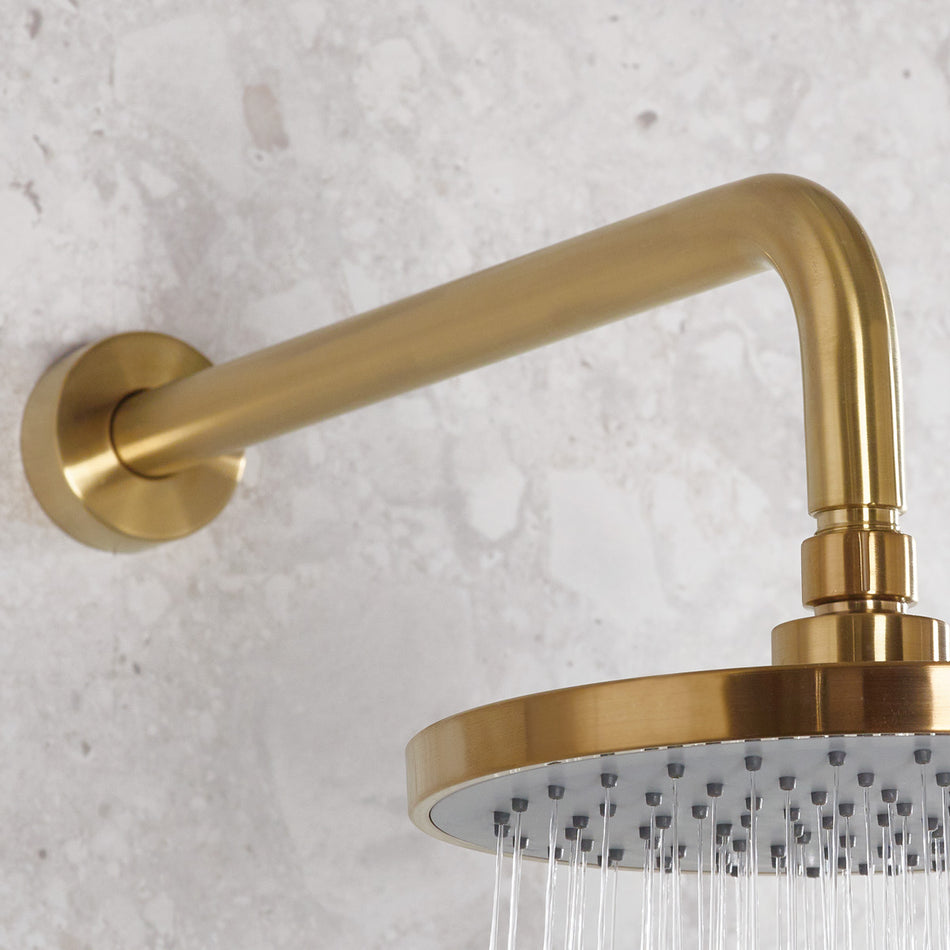 Bristan Round Wall Mounted Shower Arm - 370mm Long - Brushed Brass