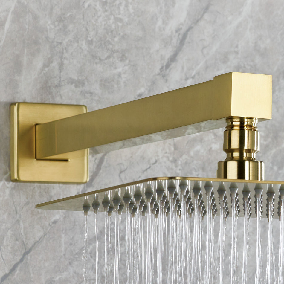 Bristan Square Wall Mounted Shower Arm - 400mm Long - Brushed Brass