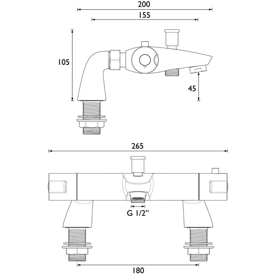 Bristan Assure Thermostatic Tmv2 Bath Shower Mixer Tap - Chrome