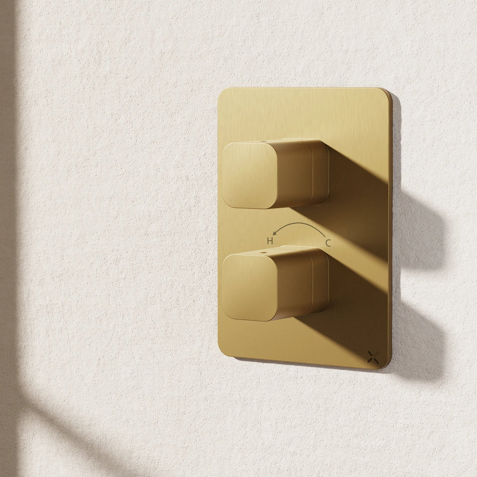 Crosswater Glide II 2 Outlet Crossbox Trim And Levers - Brushed Brass