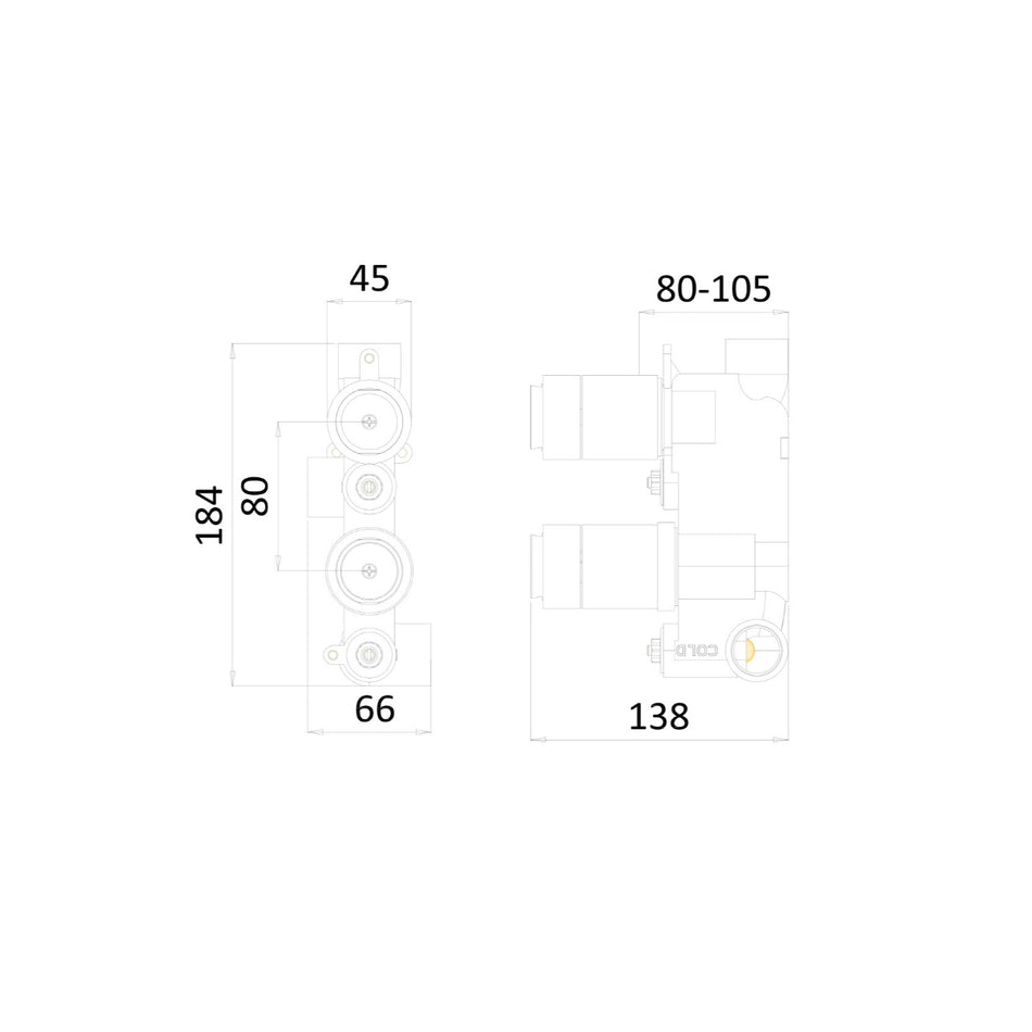 Crosswater Belgravia 1 Outlet Thermostatic Concealed Shower Valve - Chrome