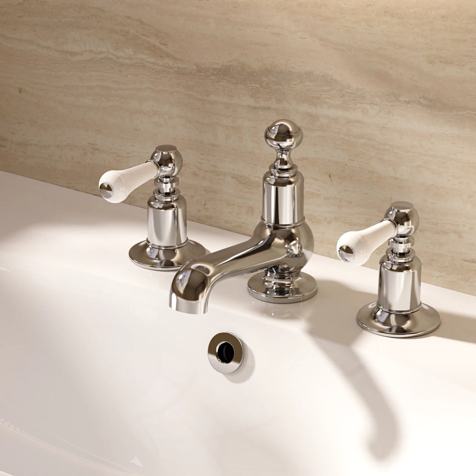 Crosswater Belgravia 3 Hole Deck Mounted Lever Basin Mixer Tap - Chrome