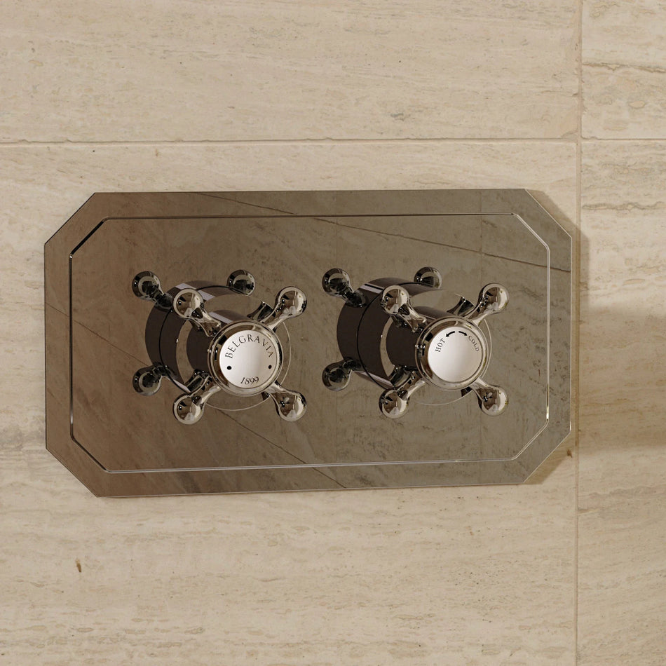 Crosswater Belgravia 2 Outlet 2 Handle Thermostatic Vertical Concealed Shower Valve - Chrome