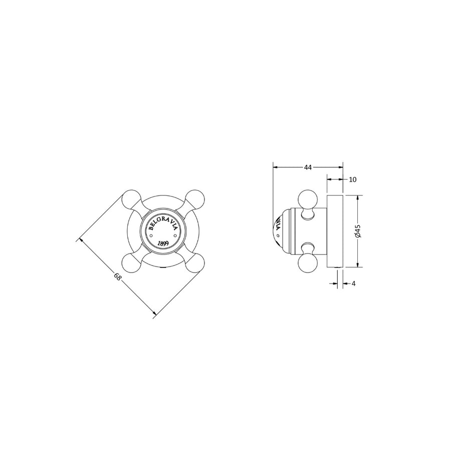 Crosswater Belgravia 3 Outlet 2 Handle Thermostatic Vertical Concealed Shower Valve - Chrome