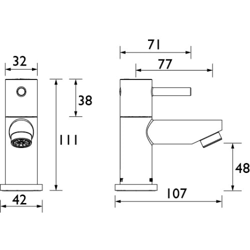 Bristan Blitz Basin Pillar Taps - Chrome