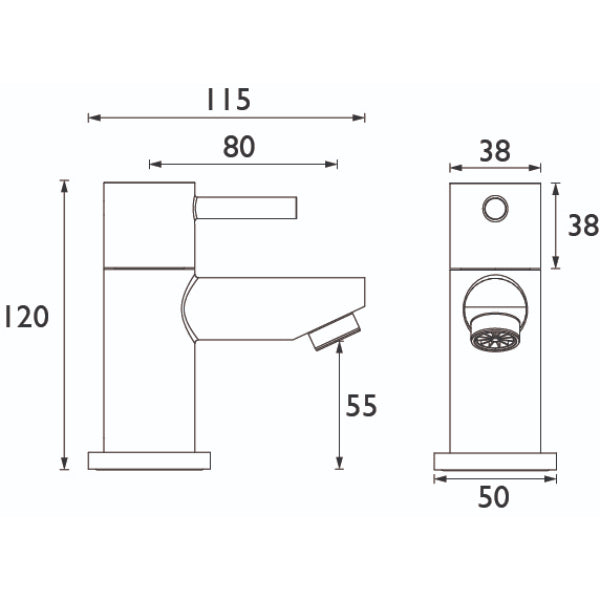 Bristan Blitz Bath Pillar Taps - Chrome
