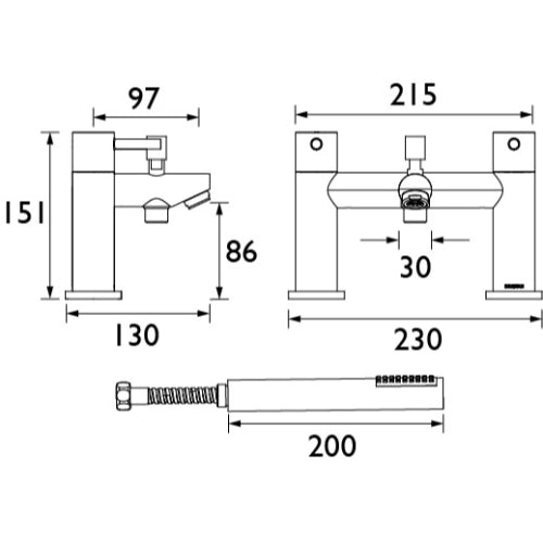 Bristan Blitz Bath Shower Mixer Tap - Chrome