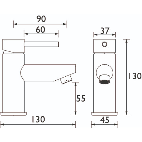 Bristan Blitz Cloakroom Basin Mixer Tap Without Waste - Chrome