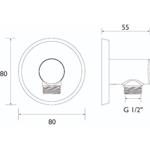 Bristan Wall Mounted Round Shower Wall Outlet Elbow - Black