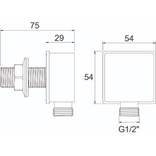 Bristan ABS Wall Mounted Square Shower Wall Outlet Elbow - Brushed Brass