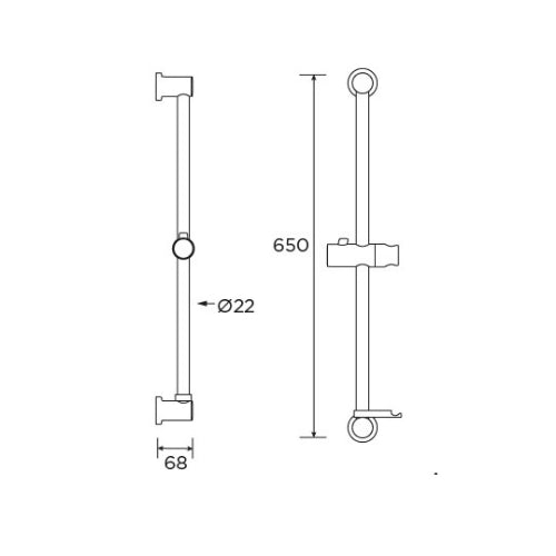 Bristan Casino Riser Rail With Fixed Position Brackets - Chrome