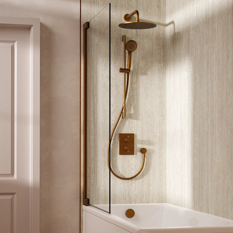 Crosswater Mpro 3 Outlet Thermostatic Concealed Shower Set 10 With 300mm Head and Wall Mounted Arm - Brushed Bronze