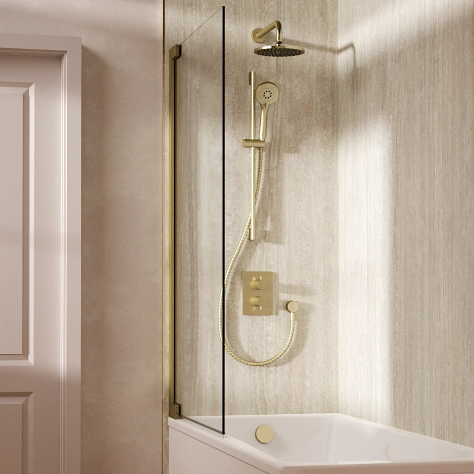Crosswater Mpro 3 Outlet Thermostatic Concealed Shower Set 10 With 200mm Head and Wall Mounted Arm - Brushed Brass