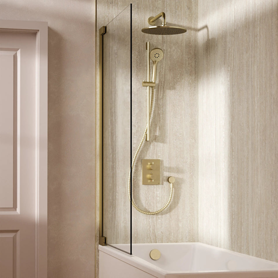 Crosswater Mpro 3 Outlet Thermostatic Concealed Shower Set 10 With 300mm Head and Wall Mounted Arm - Brushed Brass