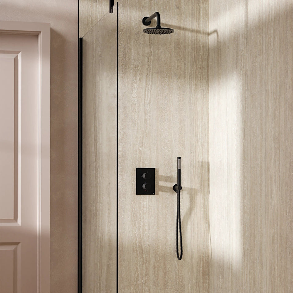 Crosswater Mpro 2 Outlet Thermostatic Concealed Shower Set 3 With 200mm Head and Wall Mounted Arm - Matt Black