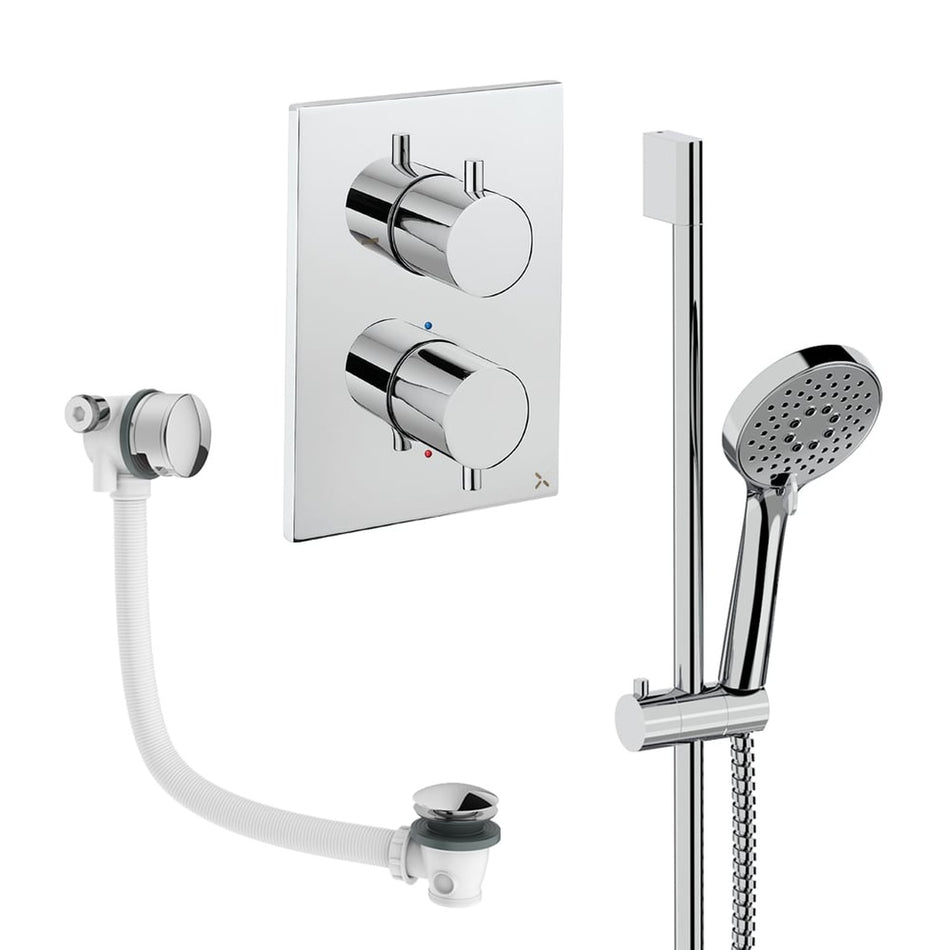 Crosswater Mpro 2 Outlet Thermostatic Concealed Shower Set 6 With Handset & Bath Filler - Chrome