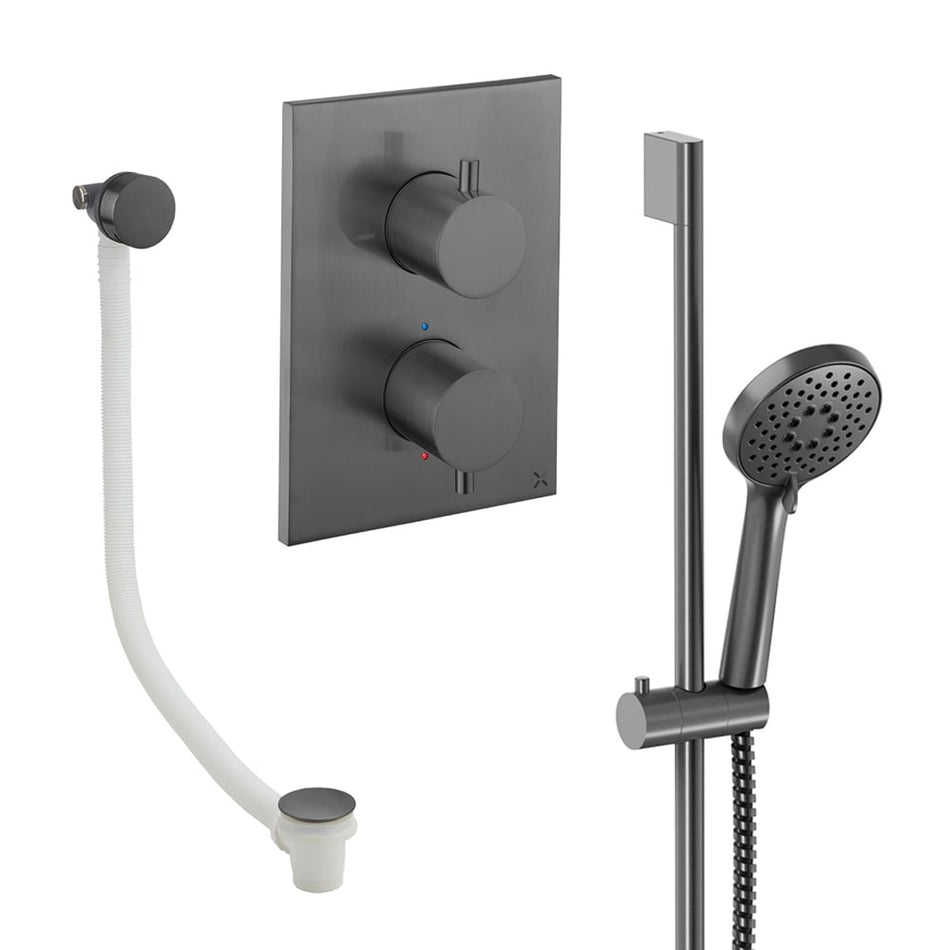 Crosswater Mpro 2 Outlet Thermostatic Concealed Shower Set 6 With Handset & Bath Filler - Slate
