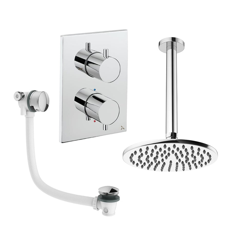 Crosswater Mpro 2 Outlet Thermostatic Concealed Shower Set 7 With 200mm Head and Ceiling Mounted Arm - Chrome
