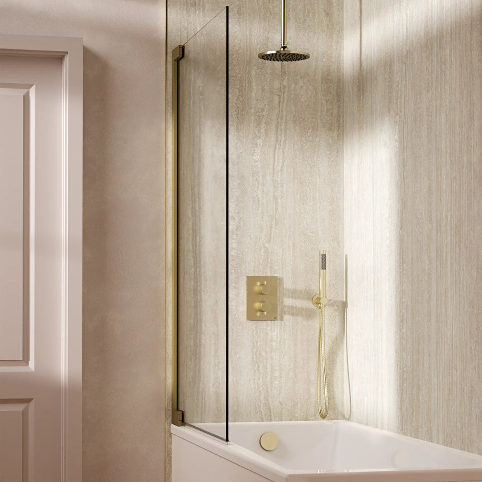 Crosswater Mpro 3 Outlet Thermostatic Concealed Shower Set 9 With 200mm Head and Ceiling Mounted Arm - Brushed Brass