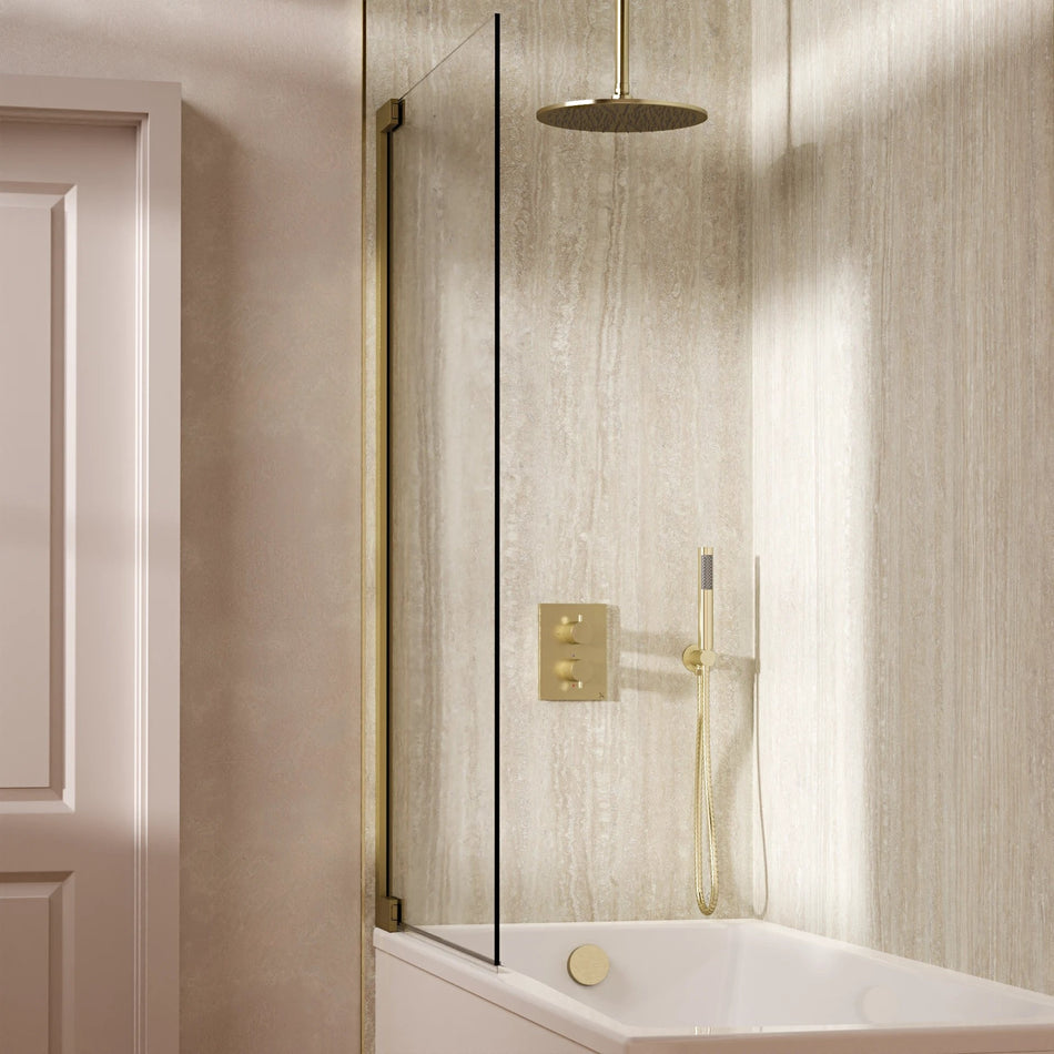 Crosswater Mpro 3 Outlet Thermostatic Concealed Shower Set 9 With 300mm Head and Ceiling Mounted Arm - Brushed Brass