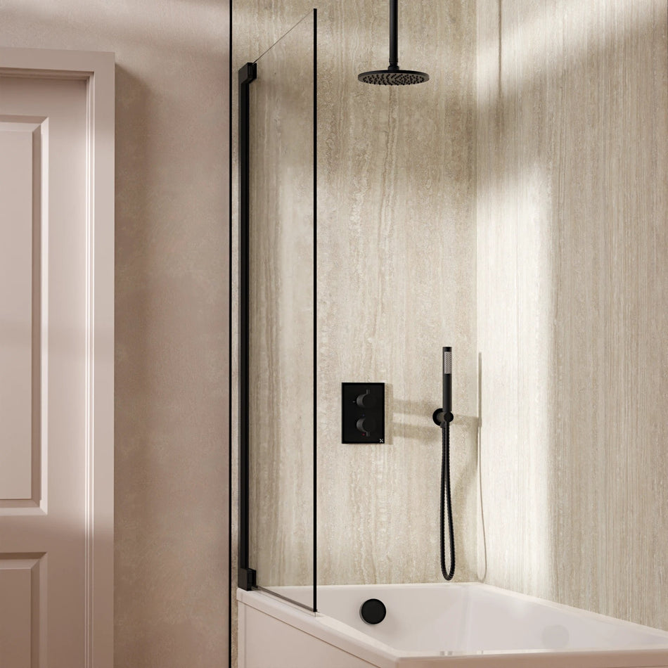 Crosswater Mpro 3 Outlet Thermostatic Concealed Shower Set 9 With 200mm Head and Ceiling Mounted Arm - Matt Black