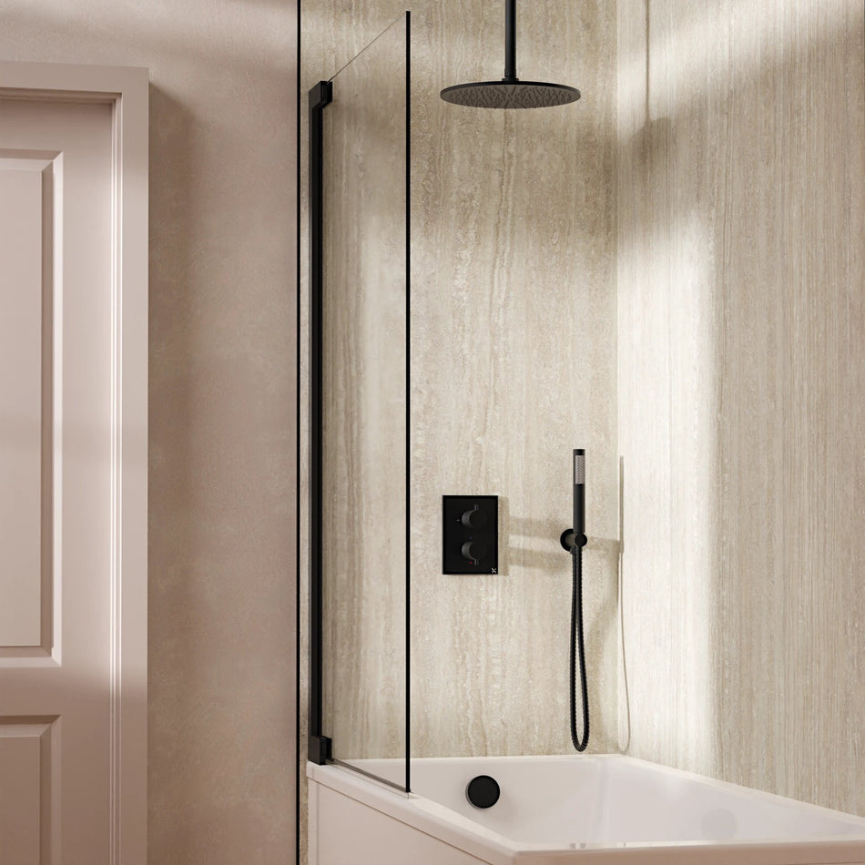 Crosswater Mpro 3 Outlet Thermostatic Concealed Shower Set 9 With 300mm Head and Ceiling Mounted Arm - Matt Black
