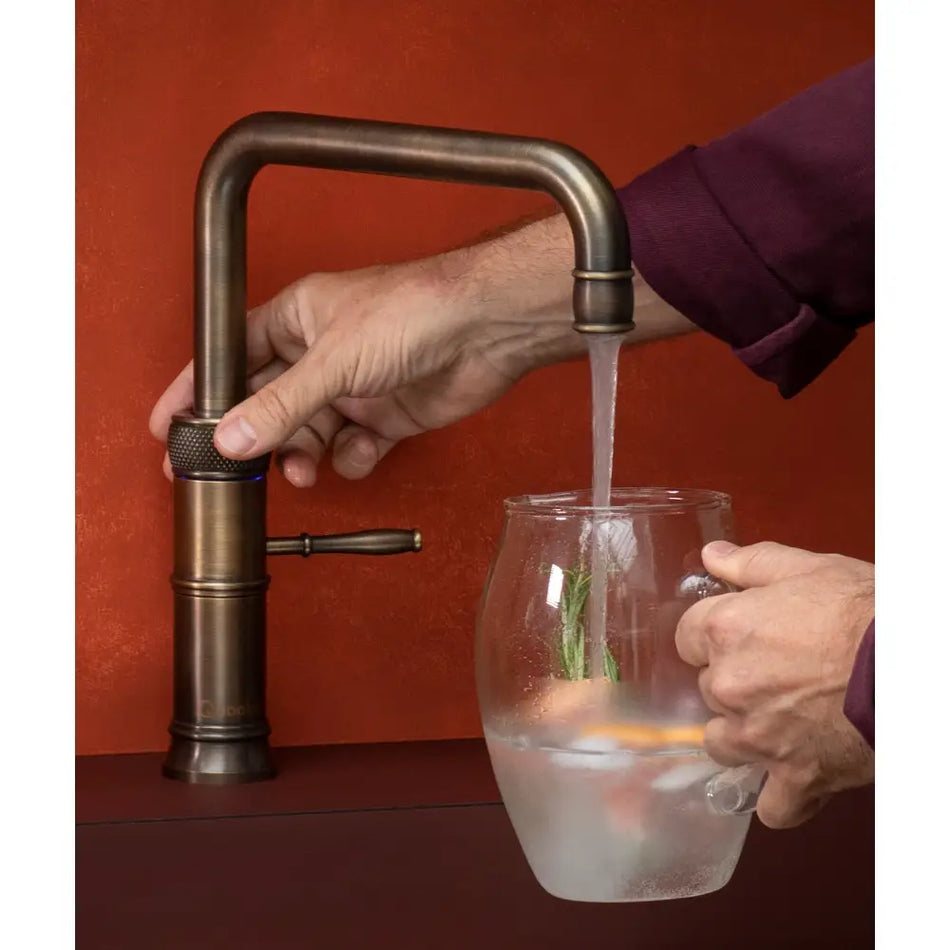 Quooker Classic Fusion Square Boiling Water Tap with Tank - Patinated Brass