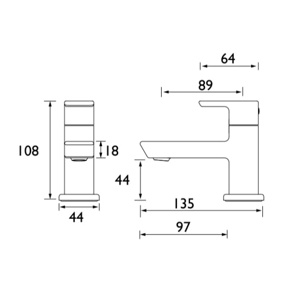 Bristan Cobalt Basin Pillar Taps - Matt Black