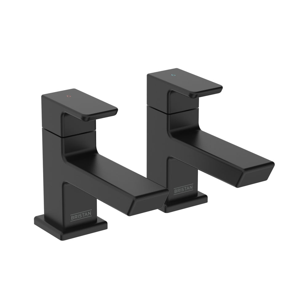 Bristan Cobalt Basin Pillar Taps - Matt Black