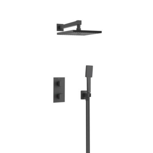 Bristan Cobalt 2 Outlet Concealed Thermostatic Shower Valve With Shower Head And Handset - Matt Black