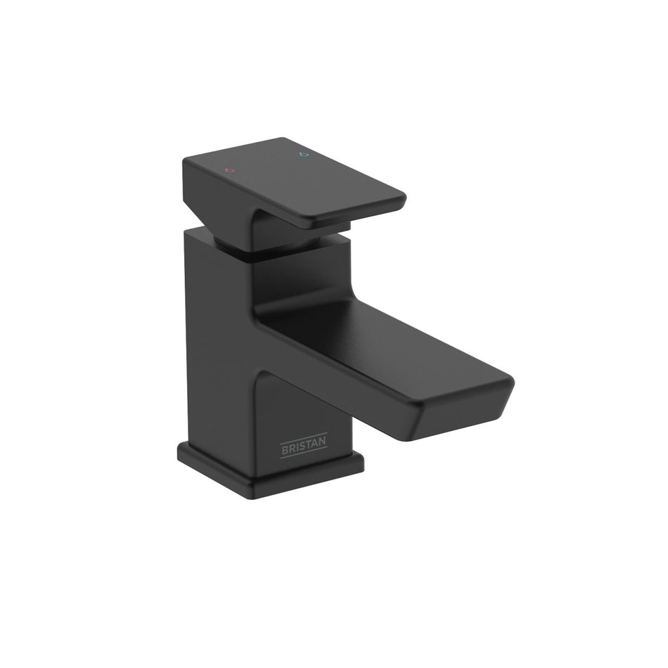 Bristan Cobalt Basin Mixer Tap With Clicker Waste - Matt Black