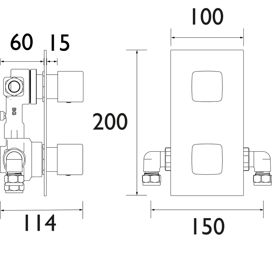 Bristan Cobalt Recessed Thermostatic Dual Control Shower Valve With Integral Diverter - Chrome