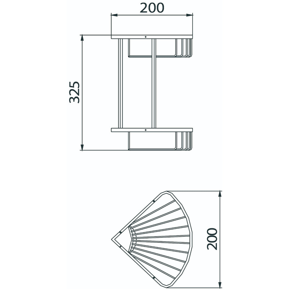 Bristan Two Tier Corner Fixed Wire Shower Basket - Chrome