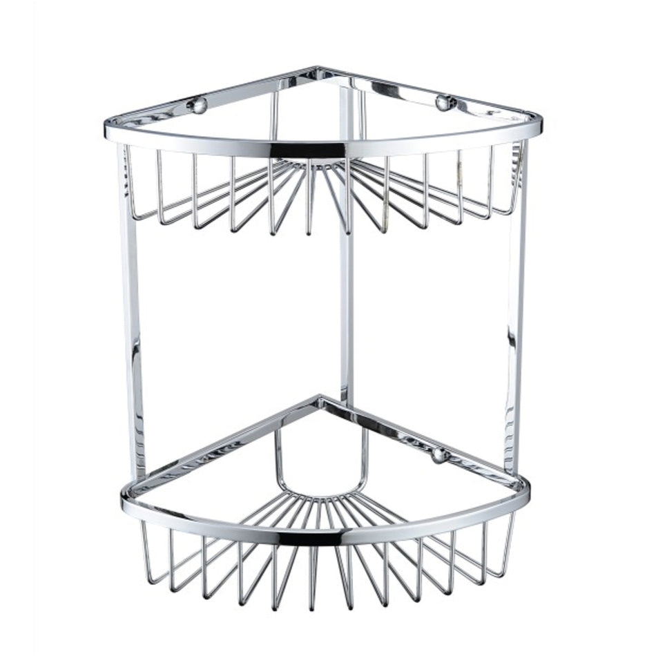 Bristan Two Tier Corner Fixed Wire Shower Basket - Chrome