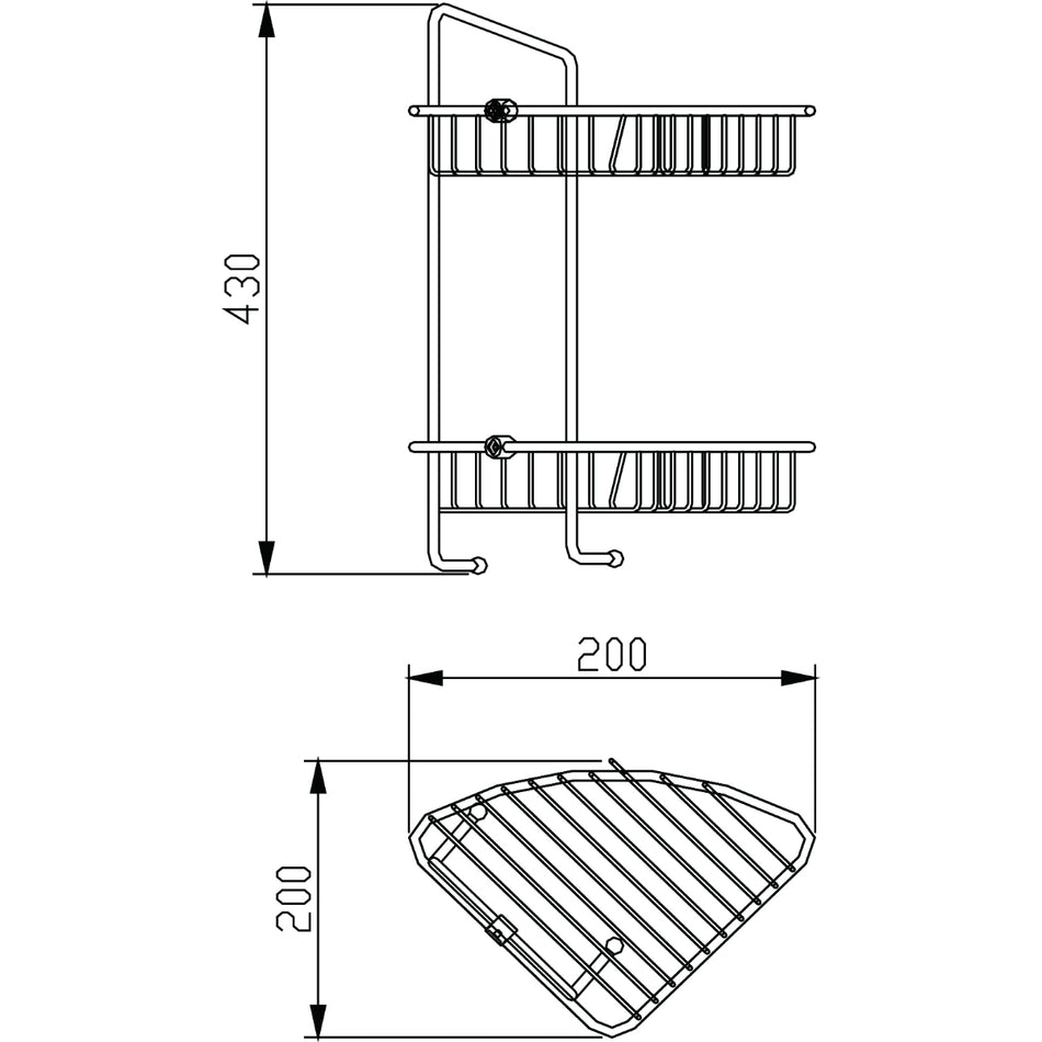Bristan Two Tier Wall Fixed Wire Shower  Basket - Chrome