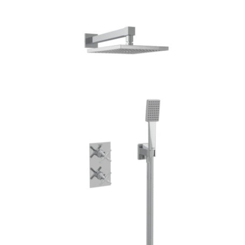 Bristan Cruzar 2 Outlet Thermostatic Concealed Shower Valve With Fixed Head And Handset - Chrome