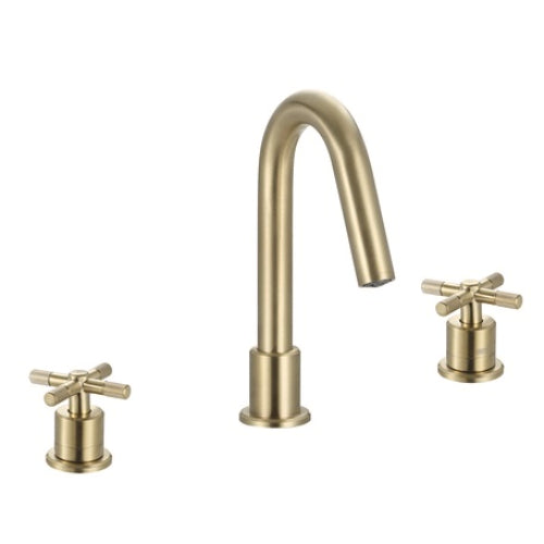 Bristan Cruzar 3 Hole Deck Mounted Basin Mixer Tap - Brushed Brass