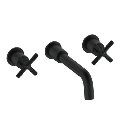 Bristan Cruzar 3 Hole Wall Mounted Basin Mixer Tap - Matt Black