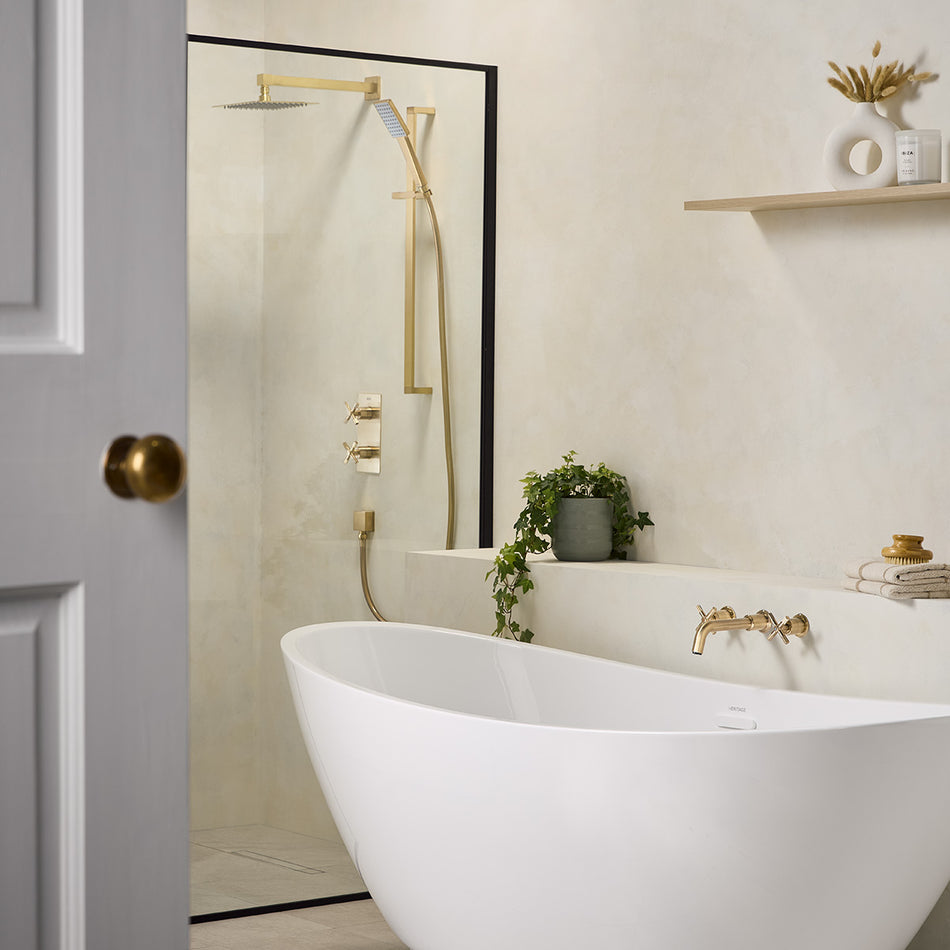 Bristan Cruzar 3 Hole Wall Mounted Bath Filler Tap - Brushed Brass