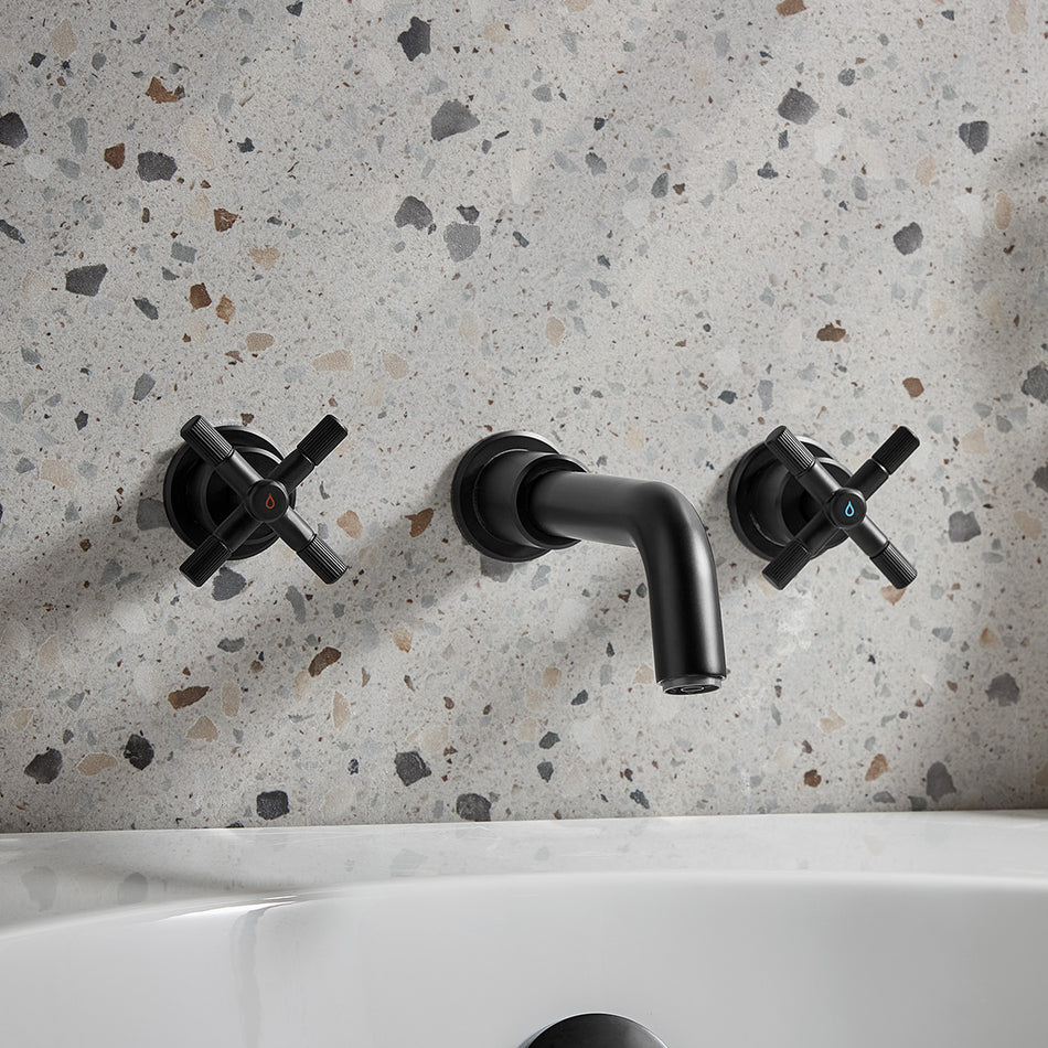 Bristan Cruzar 3 Hole Wall Mounted Bath Filler Tap - Matt Black