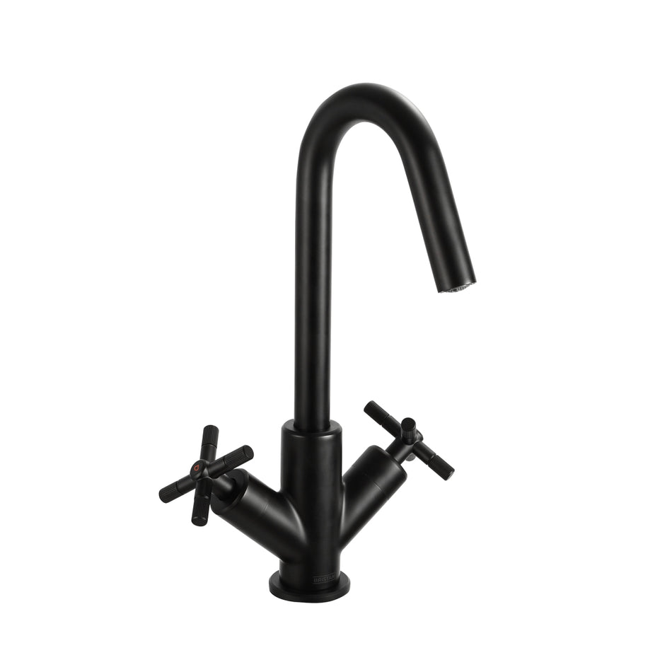 Bristan Cruzar Deck Mounted Basin Mixer Tap With Clicker Waste - Matt Black