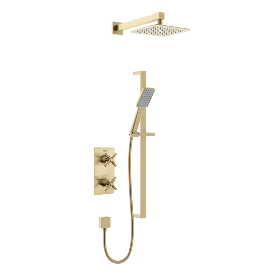 Bristan Cruzar 2 Outlet Concealed Thermostatic Shower Set - Brushed Brass
