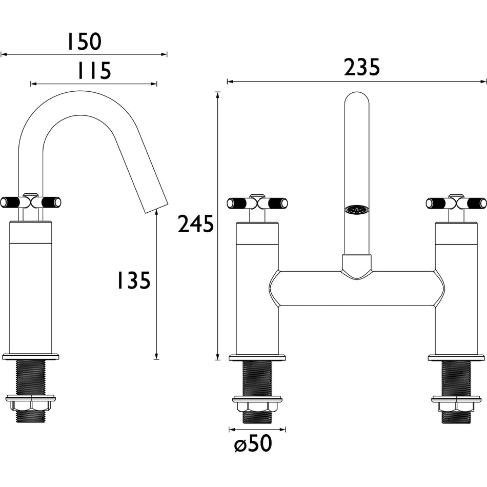 Bristan Cruzar Deck Mounted Bath Filler Tap - Chrome