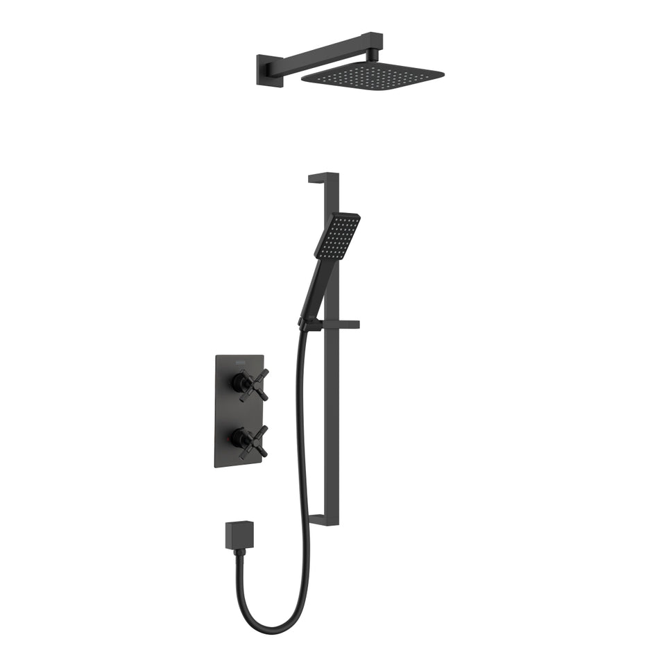 Bristan Cruzar 2 Outlet Concealed Thermostatic Shower Set - Matt Black