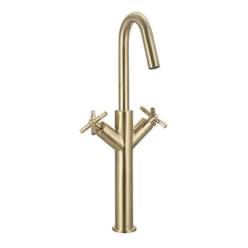 Bristan Cruzar Deck Mounted Tall Basin Mixer Tap - Brushed Brass