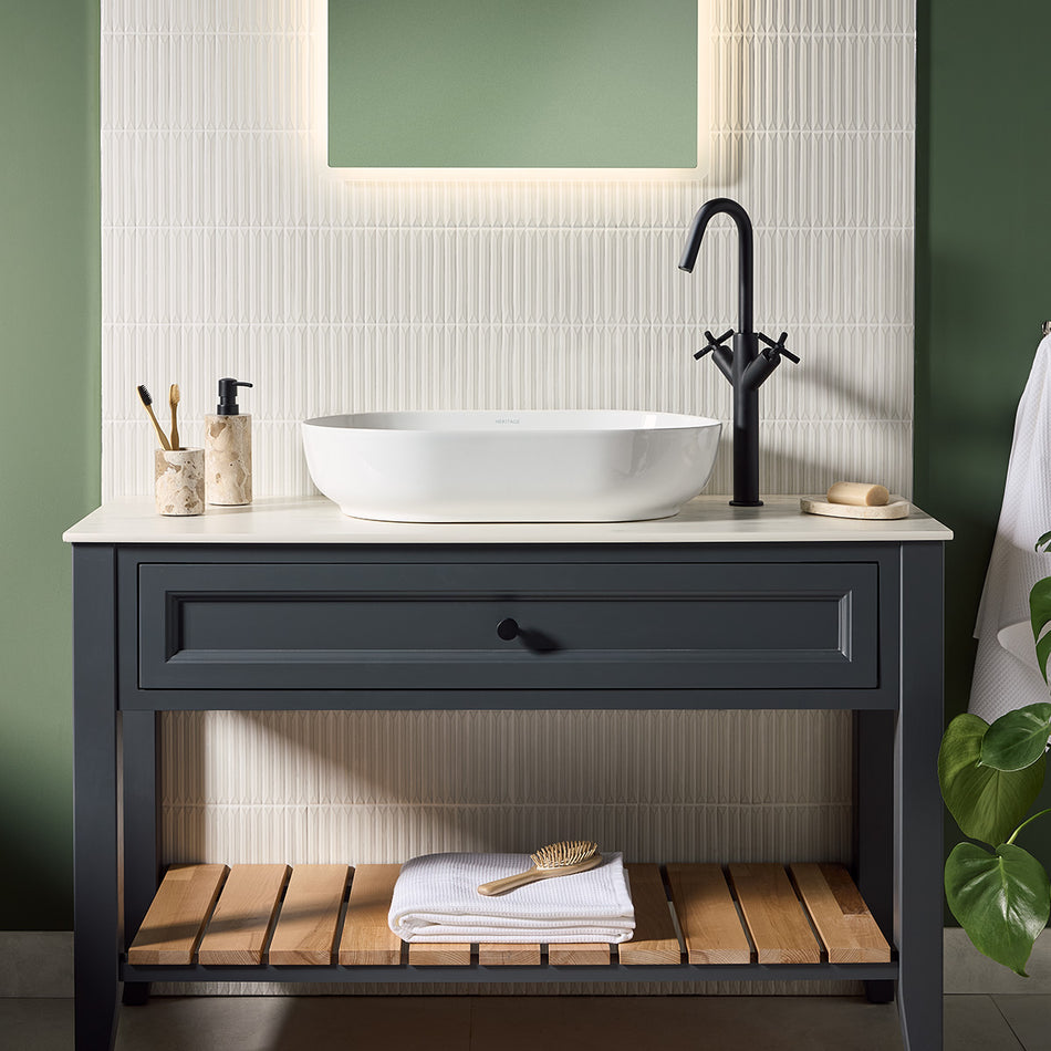Bristan Cruzar Deck Mounted Tall Basin Mixer Tap - Matt Black